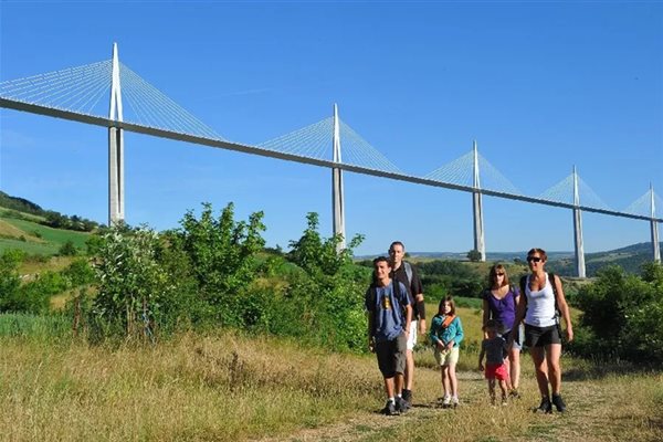 Tourism activities Millau, France, campsite by the river